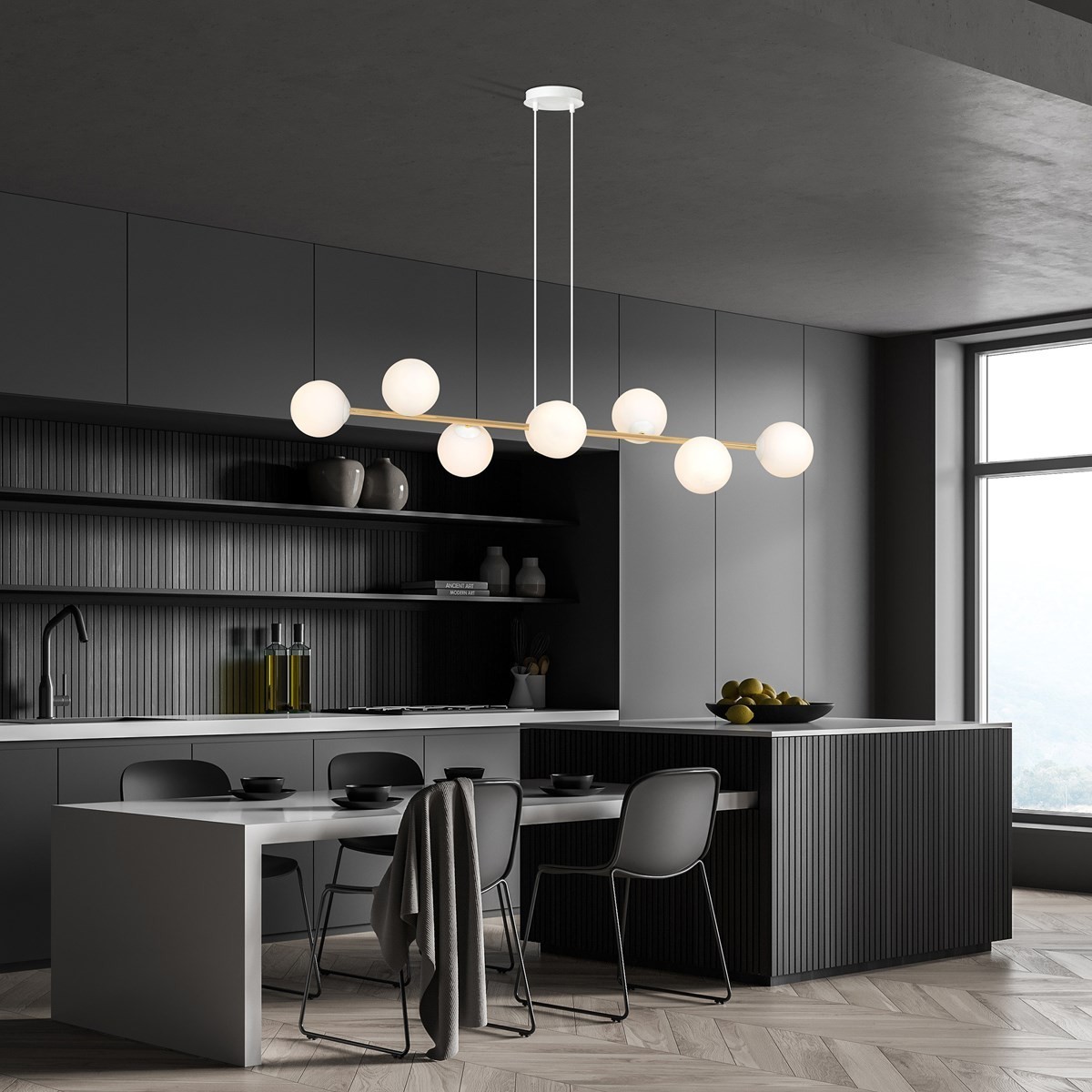 biała Lampa wisząca GRAVITY 8 WH GOLD polska produkcja