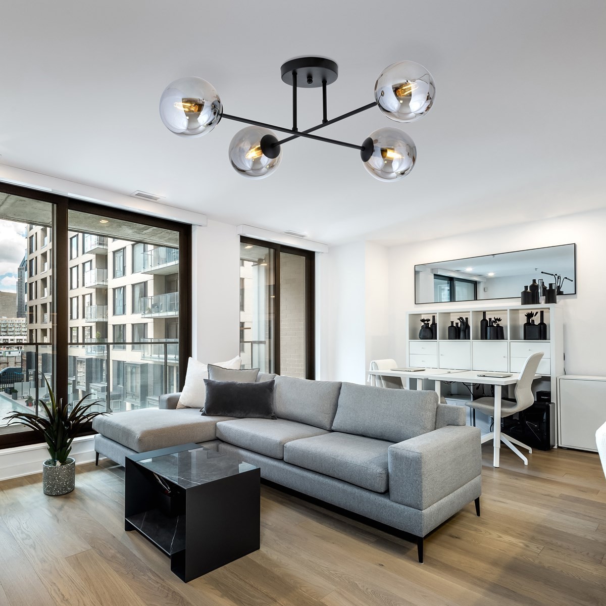 grafitowa Lampa sufitowa ROMA 4 BL GRAFIT polska produkcja