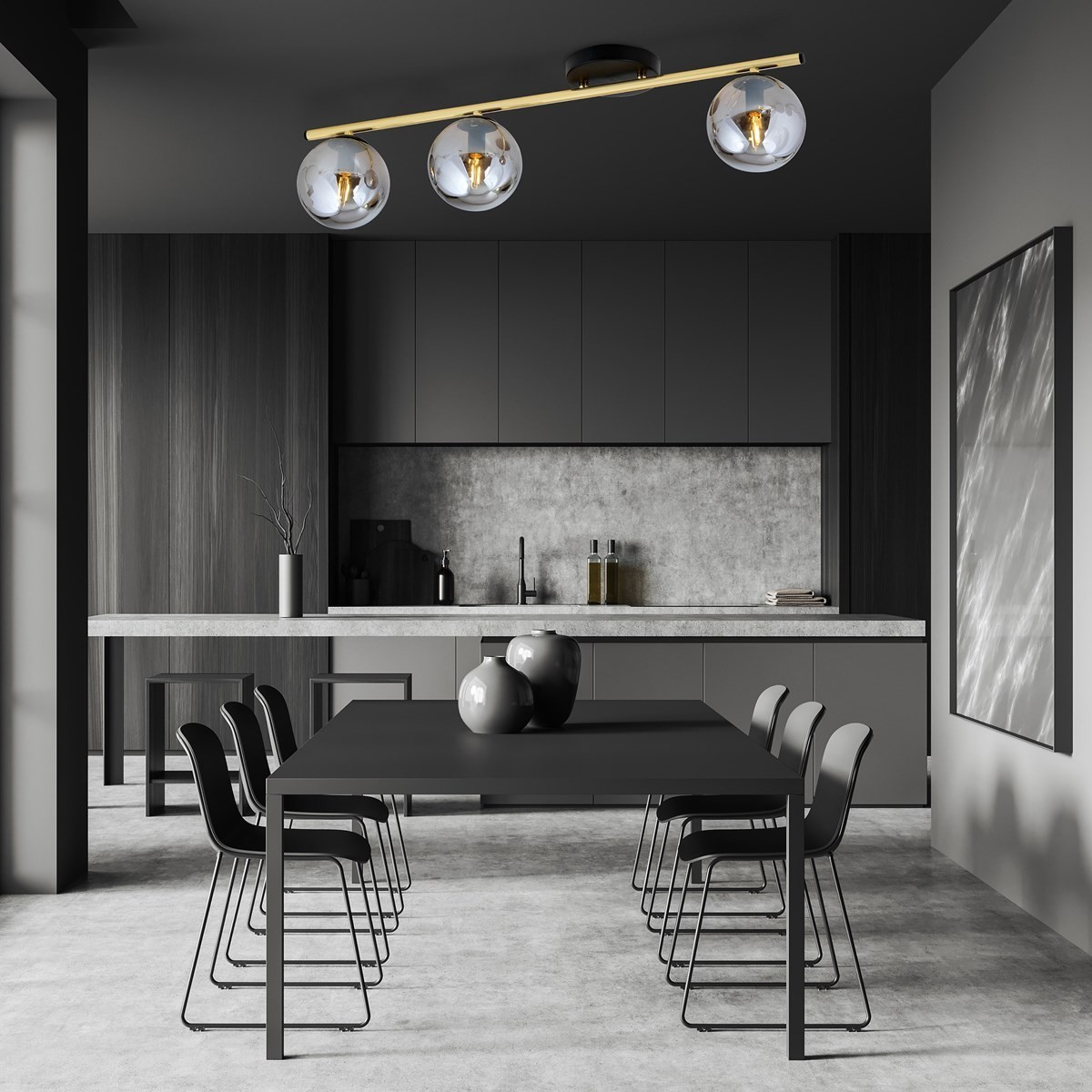 grafitowa Lampa sufitowa MONZA 3 BL GRAFIT polska produkcja