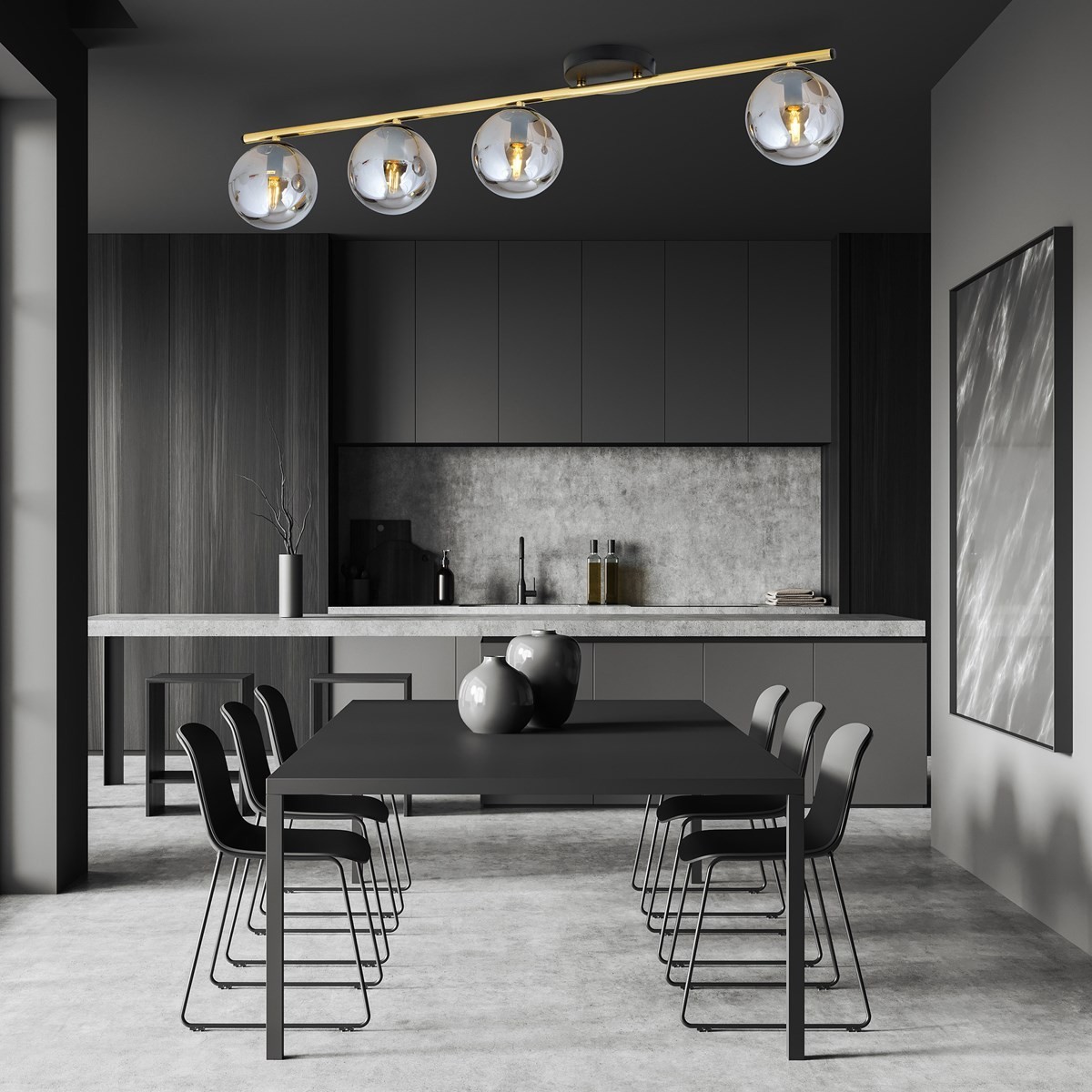 grafitowa Lampa sufitowa MONZA 4 BL GRAFIT polska produkcja