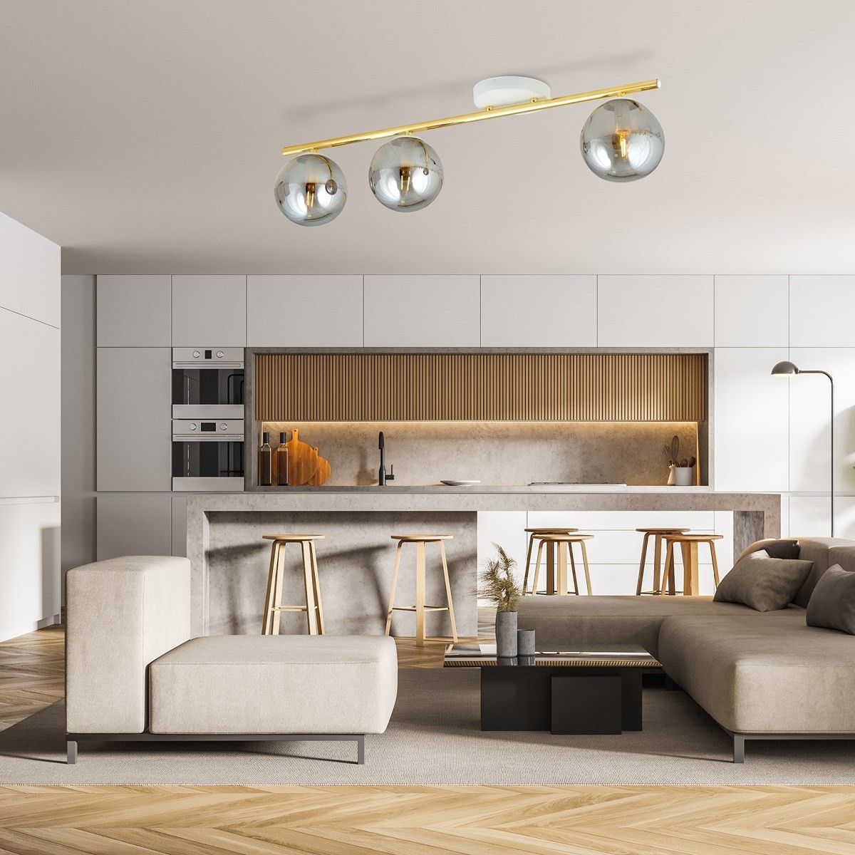 grafitowa Lampa sufitowa MONZA 3 WH GRAFIT polska produkcja