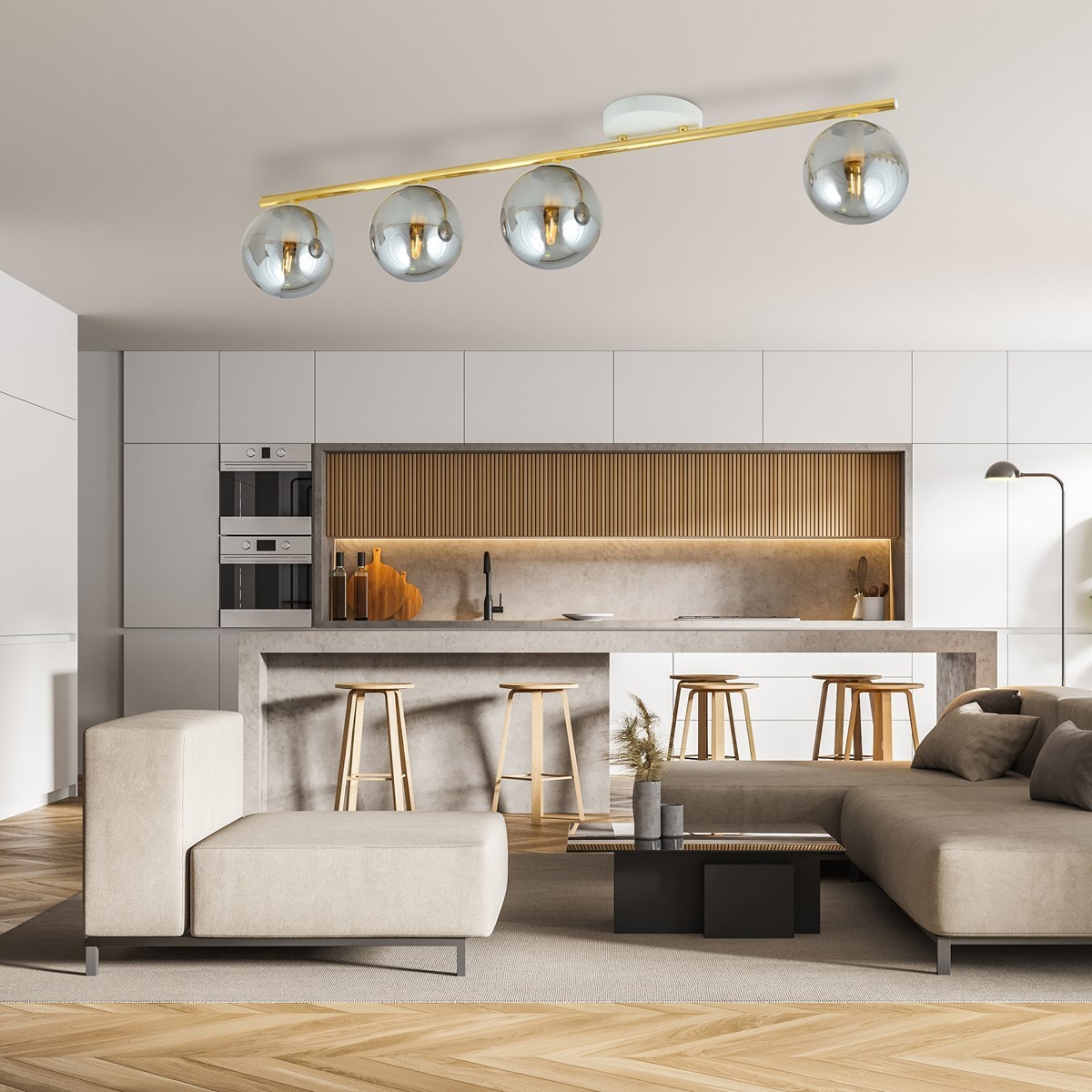 grafitowa Lampa sufitowa MONZA 4 WH GRAFIT polska produkcja