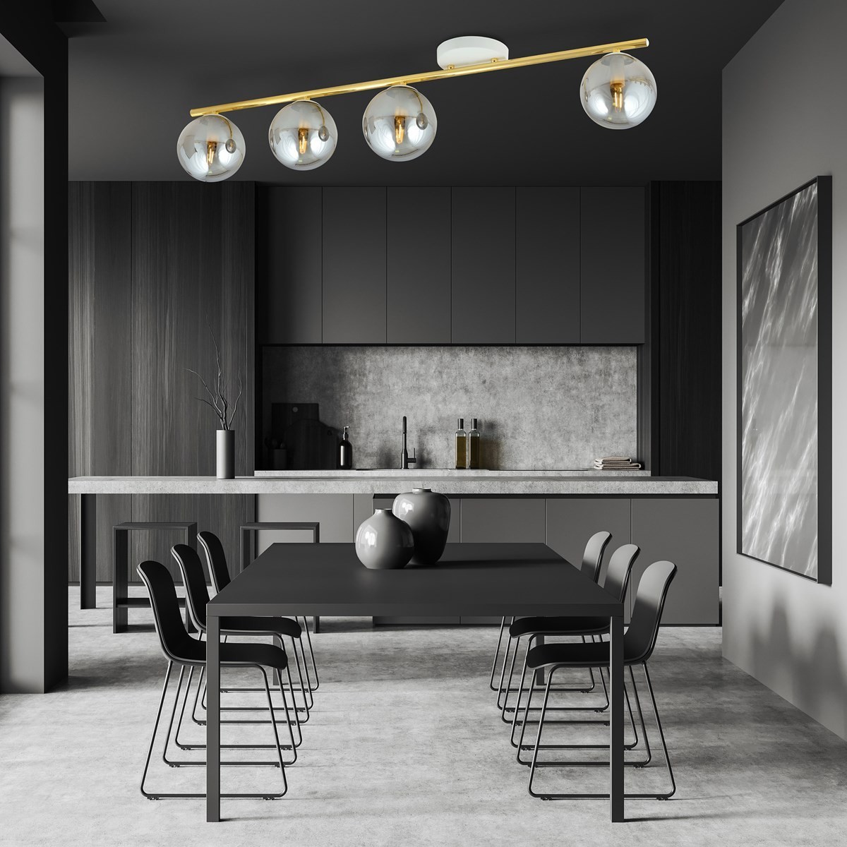 grafitowa Lampa sufitowa MONZA 4 WH GRAFIT polska produkcja