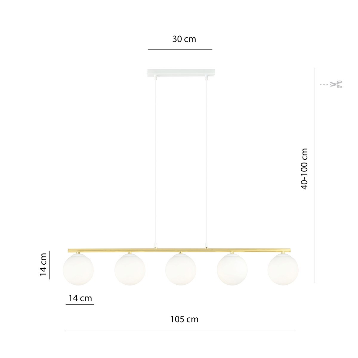 biała Lampa wisząca ALLORA 5 WH OPAL polska produkcja