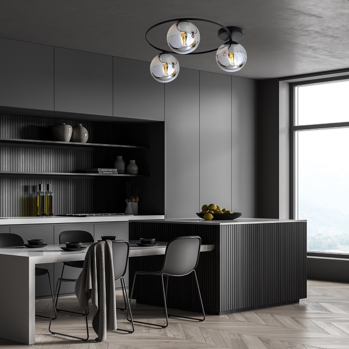 grafitowa Lampa sufitowa SOPRA 3 BL GRAFIT polska produkcja