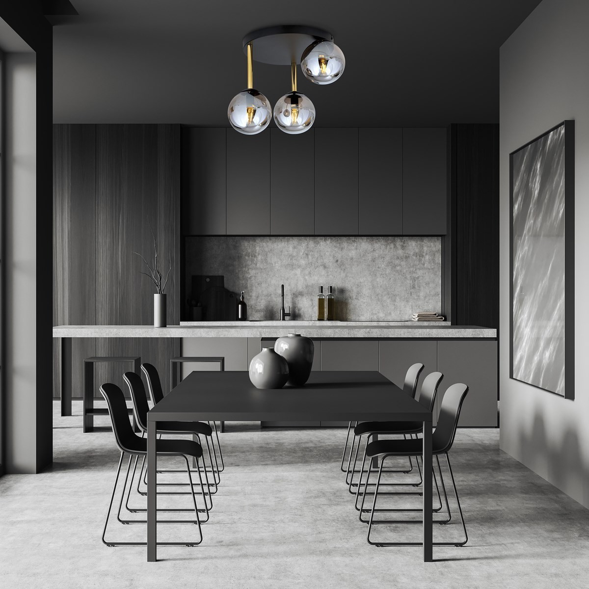 grafitowa Lampa sufitowa DOLCE 3 BL GRAFIT polska produkcja