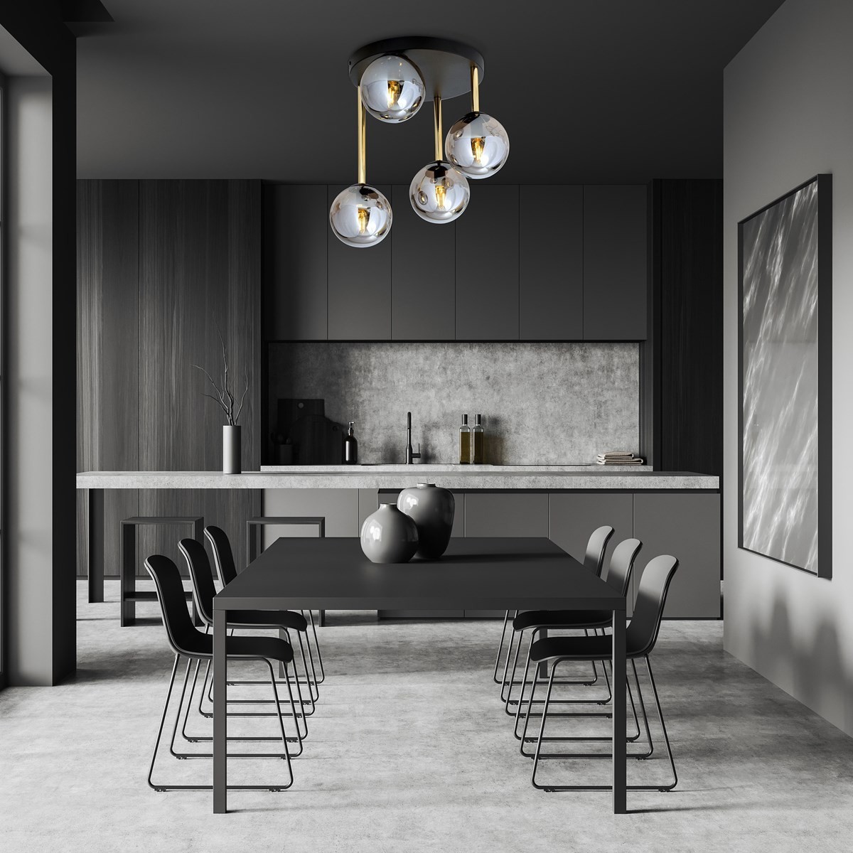 grafitowa Lampa sufitowa DOLCE 4 BL GRAFIT polska produkcja