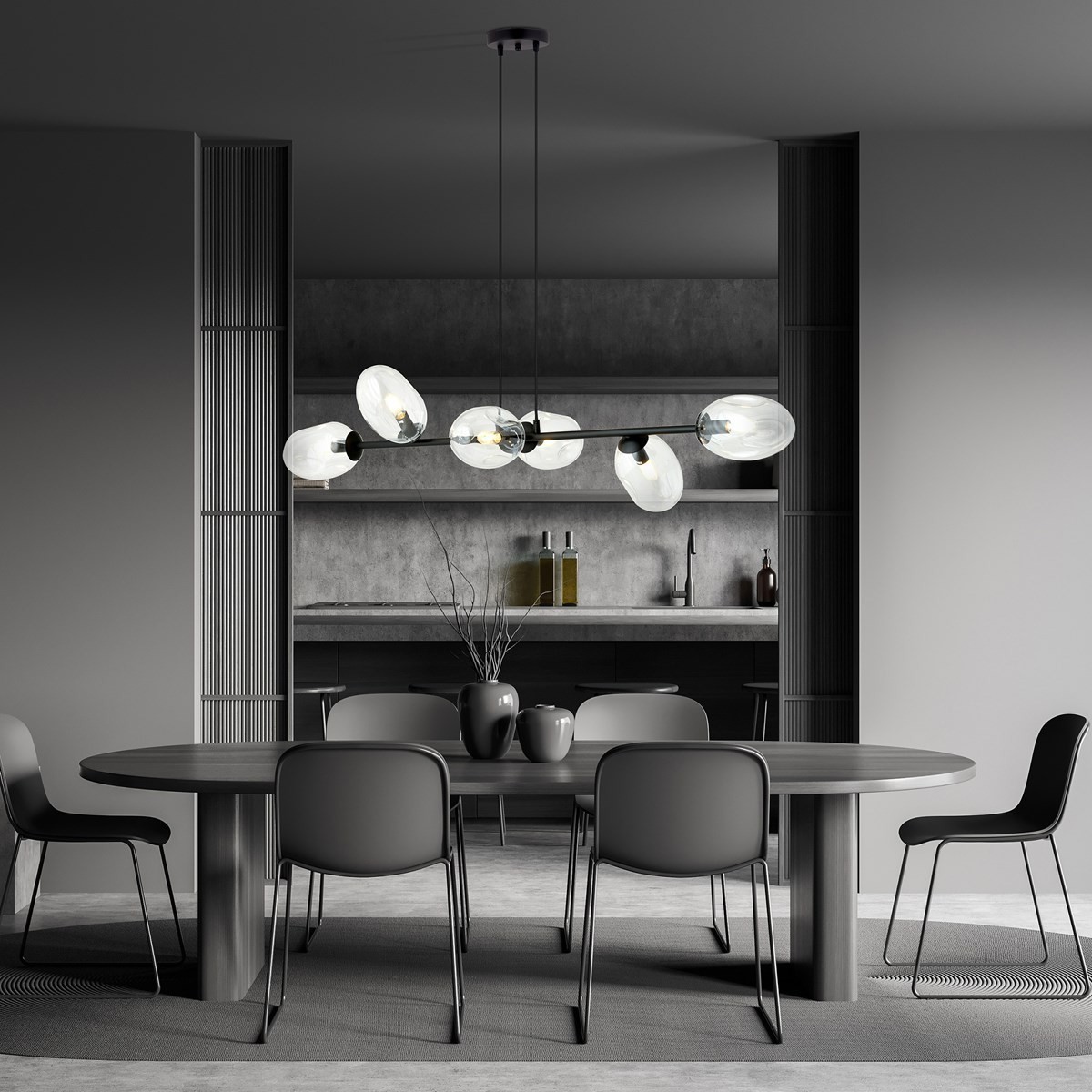 transparentna Lampa wisząca PANDORA 6 BL TRANSPARENT polska produkcja