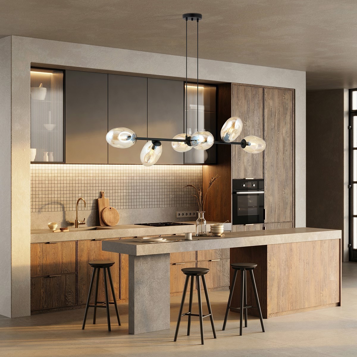 miodowa Lampa wisząca PANDORA 6 BL miodowy polska produkcja