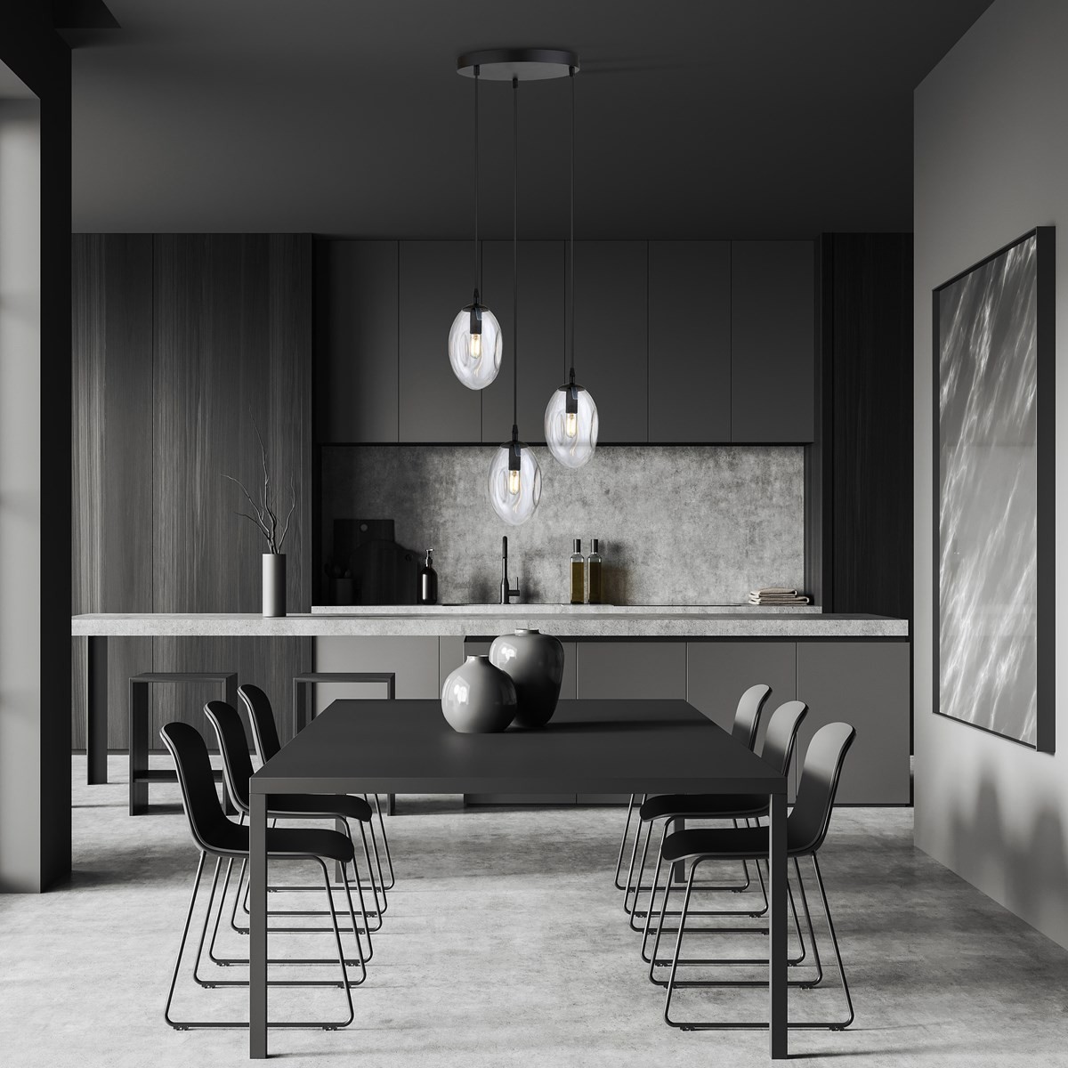 transparentna Lampa wisząca ASTRAL 3 BL PREMIUM TRANSPARENT polska produkcja