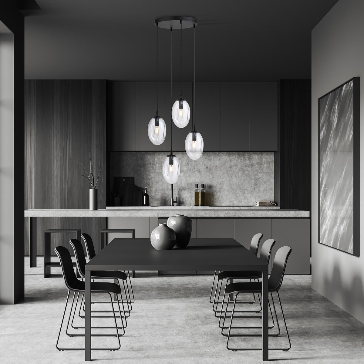 transparentna Lampa wisząca ASTRAL 4 BL PREMIUM TRANSPARENT polska produkcja