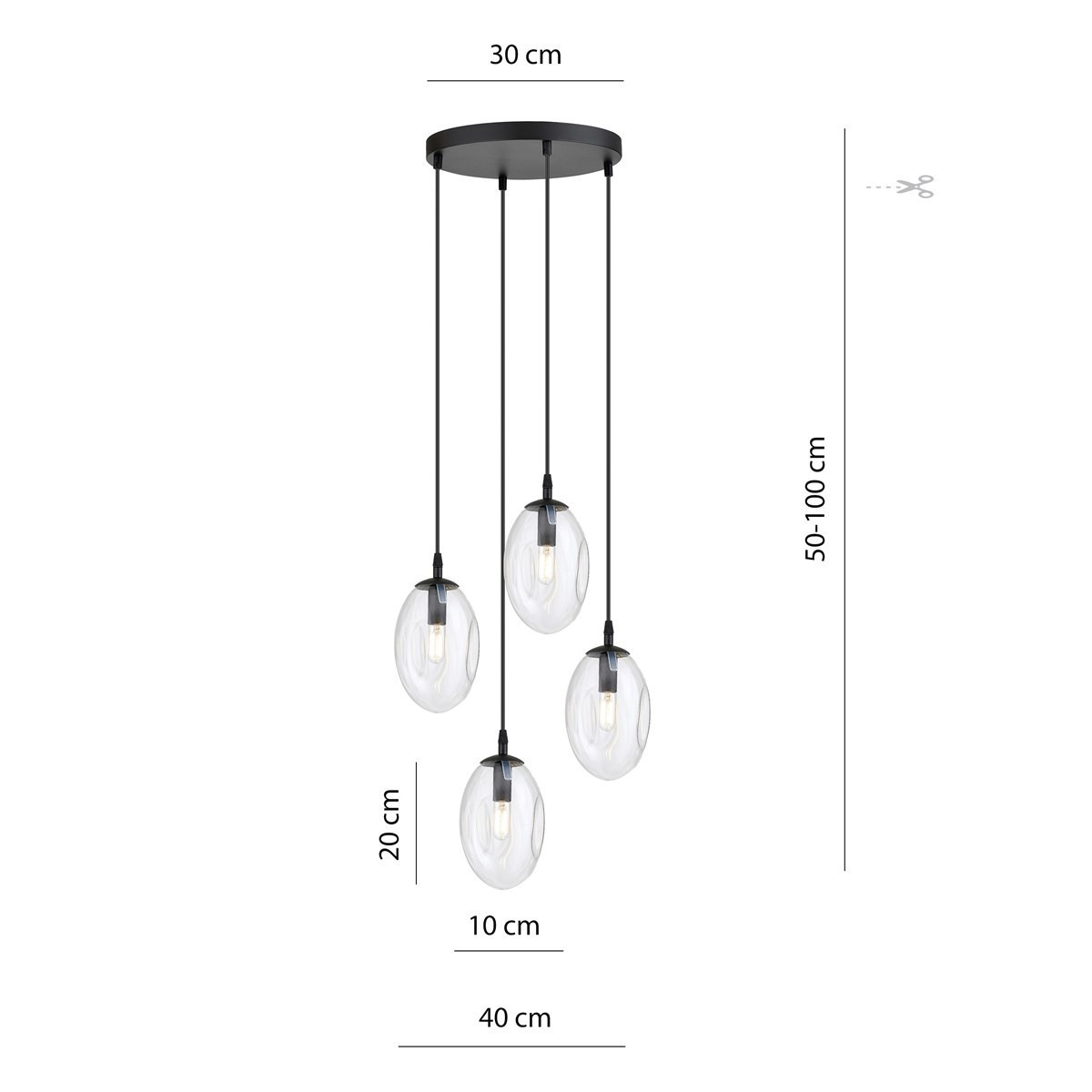 transparentna Lampa wisząca ASTRAL 4 BL PREMIUM TRANSPARENT polska produkcja