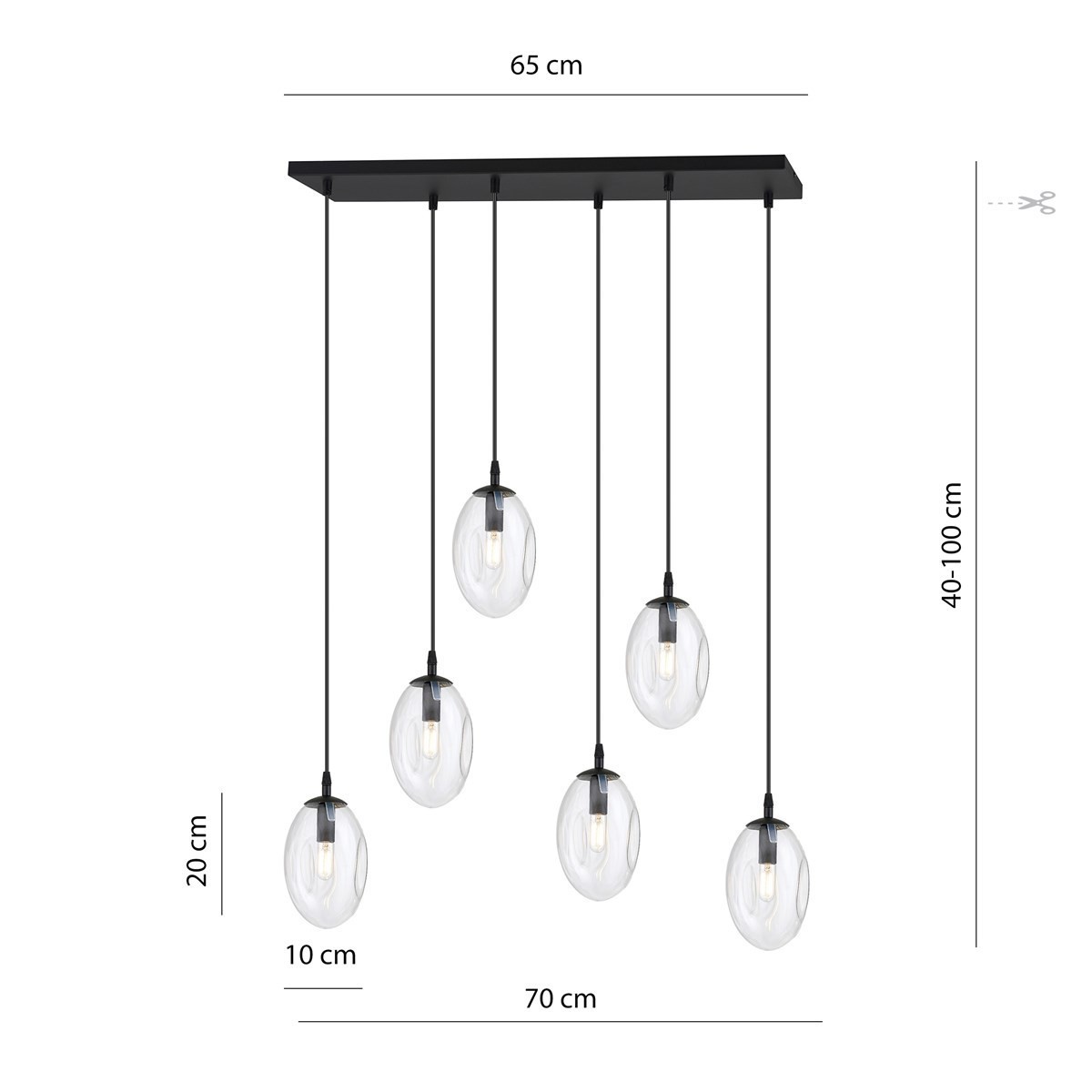 transparentna Lampa wisząca ASTRAL 6 BL TRANSPARENT polska produkcja