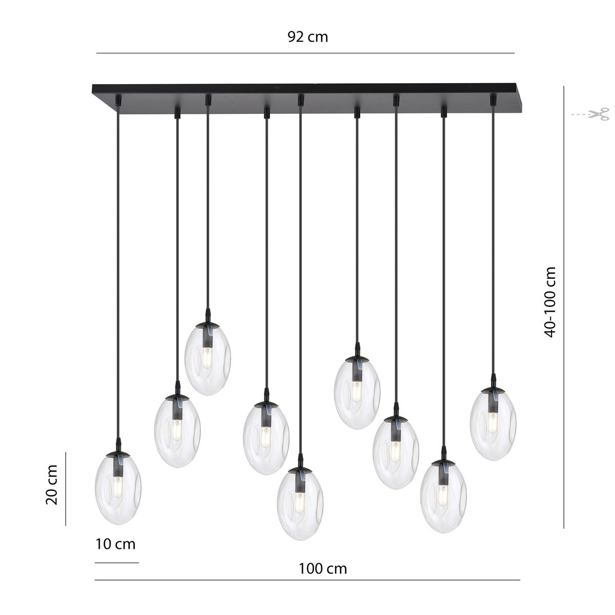 transparentna Lampa wisząca ASTRAL 9 BL TRANSPARENT polska produkcja
