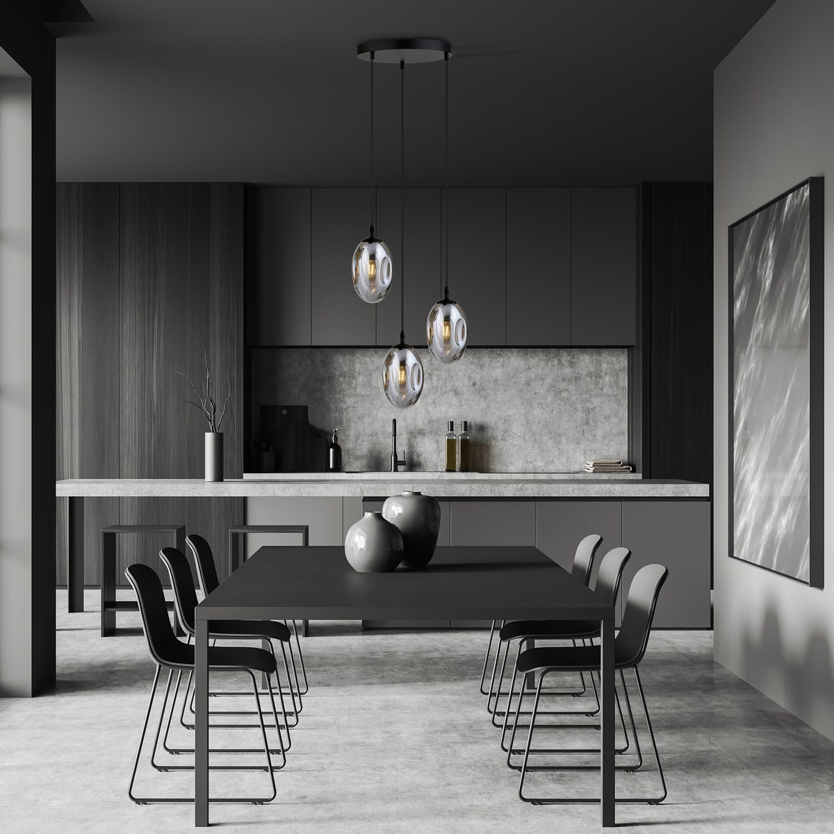 grafitowa Lampa wisząca ASTRAL 3 BL PREMIUM GRAFIT polska produkcja