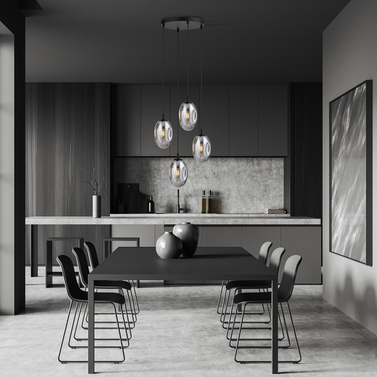 grafitowa Lampa wisząca ASTRAL 4 BL PREMIUM GRAFIT polska produkcja