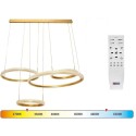 Duża złota lampa wisząca 115W LED- z pilotem, zmiana barwy, ściemnialna