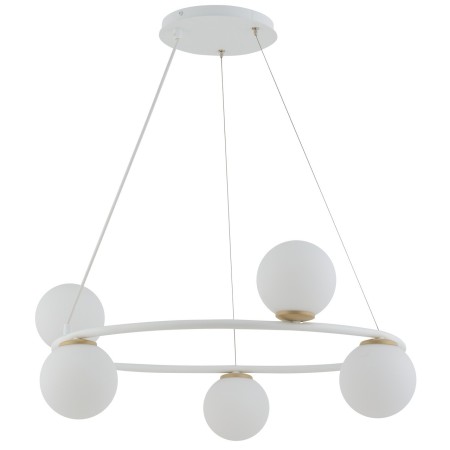 biało-złota lampa wisząca na okręgu z 5 kloszami Sigma GAMA 33385 koło