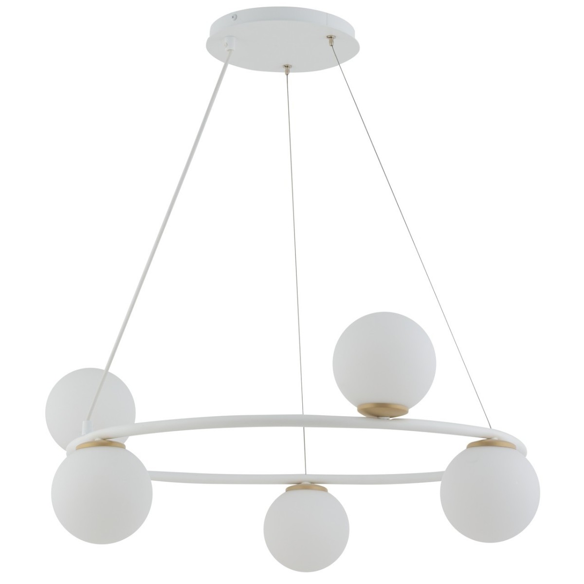 biało-złota lampa wisząca na okręgu z 5 kloszami Sigma GAMA 33385 koło