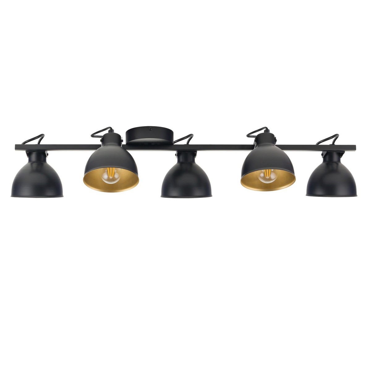 Długa lampa na belce z czarno złotymi kloszami Sigma MARS 32274 - 6xE27 - ruchome klosze