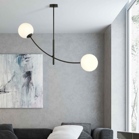 biała LAMPA SUFITOWA  HUNTER 2 BLACK/OPAL