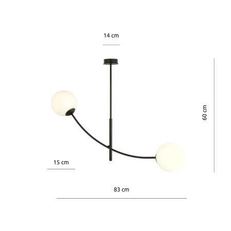 biała LAMPA SUFITOWA  HUNTER 2 BLACK/OPAL