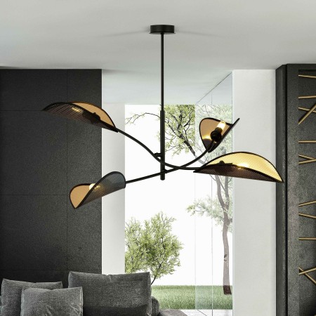 czarno - złota LAMPA SUFITOWA  LOTUS 4 BLACK/GOLD