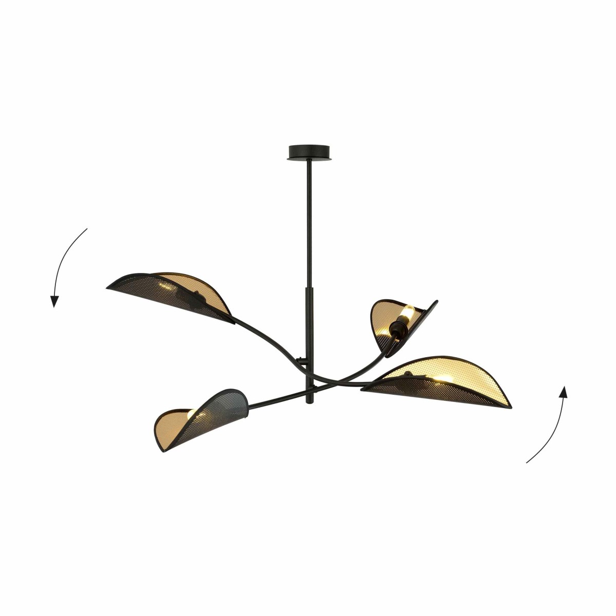 czarno - złota LAMPA SUFITOWA  LOTUS 4 BLACK/GOLD