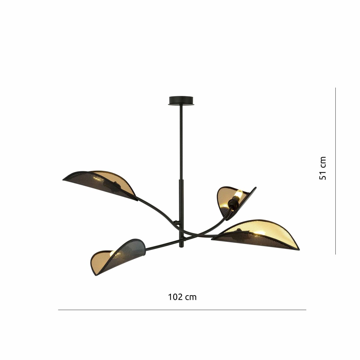 czarno - złota LAMPA SUFITOWA  LOTUS 4 BLACK/GOLD