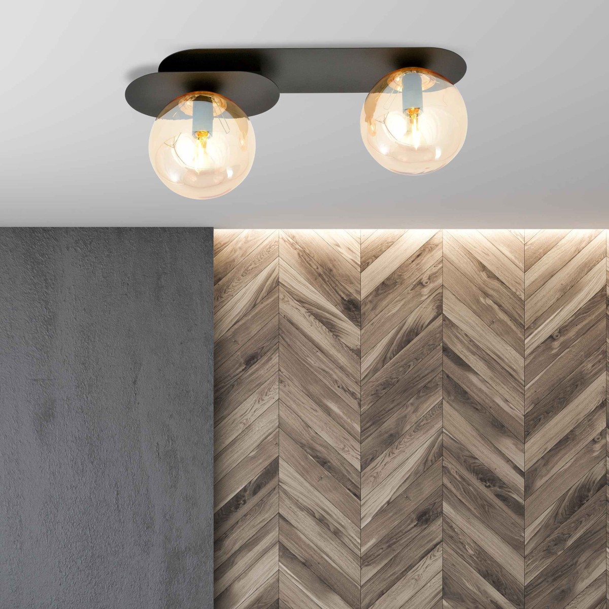 miodowa LAMPA SUFITOWA  PLAZA 2 BLACK/miodowa