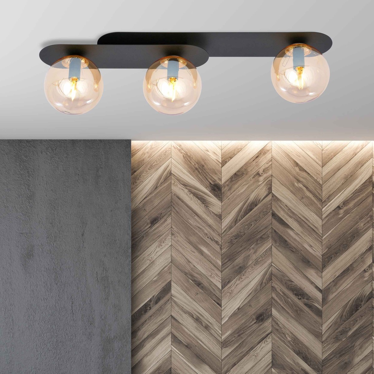 miodowa LAMPA SUFITOWA  PLAZA 3 BLACK/miodowa