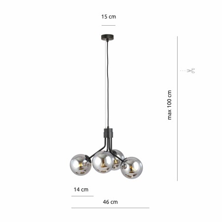 grafitowa LAMPA WISZĄCA NOVA 4 BLACK/GRAFIT