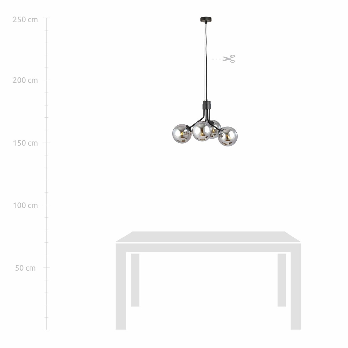 grafitowa LAMPA WISZĄCA NOVA 4 BLACK/GRAFIT