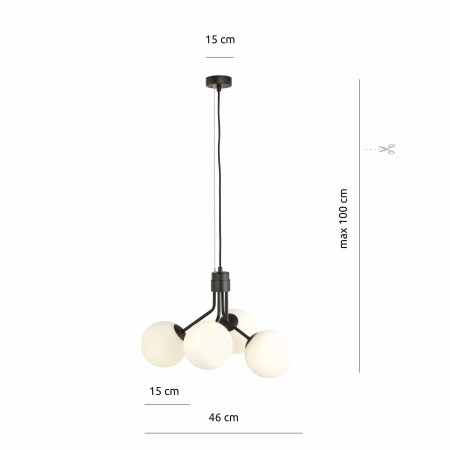 biała LAMPA WISZĄCA NOVA 4 BLACK/OPAL