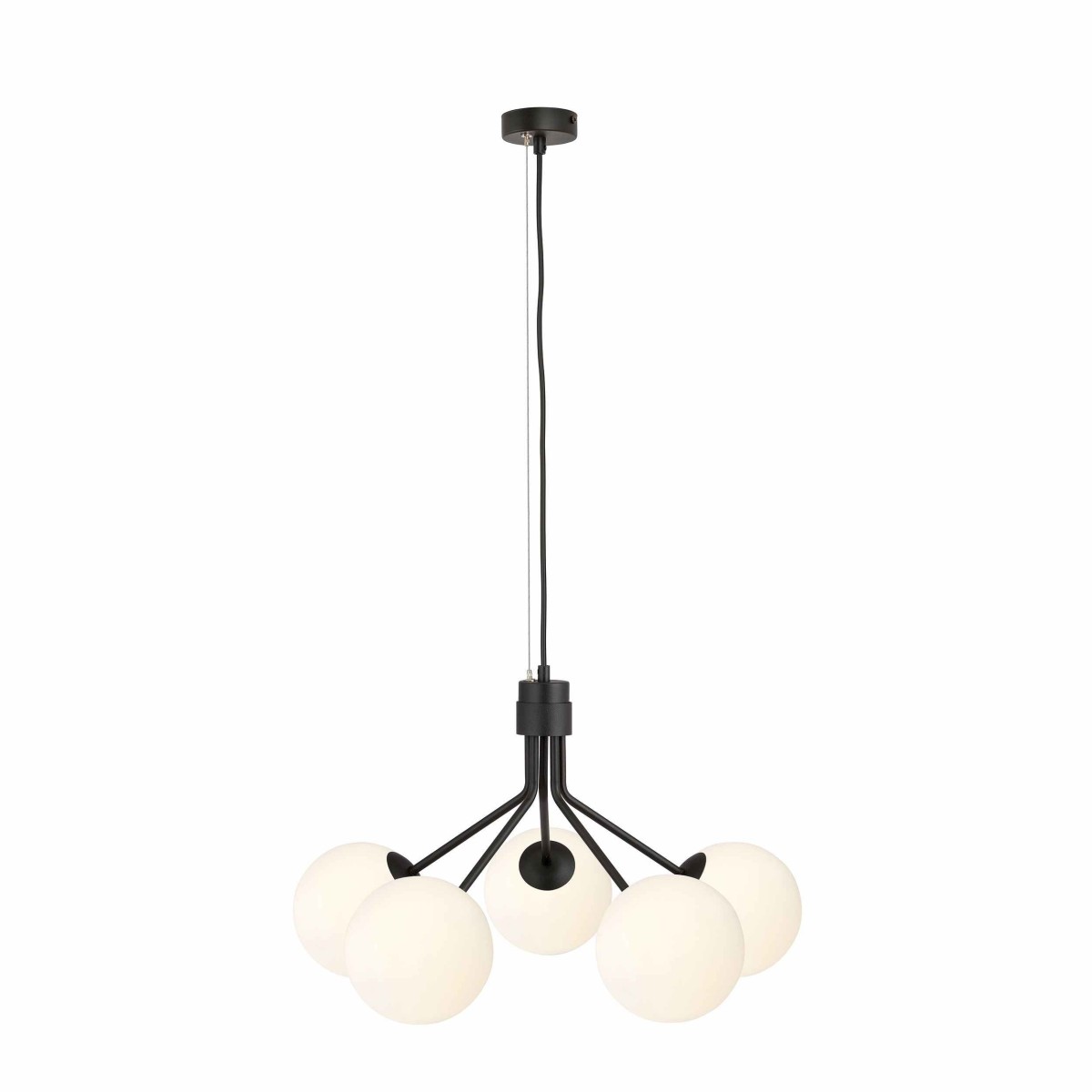 biała LAMPA WISZĄCA NOVA 5 BLACK/OPAL
