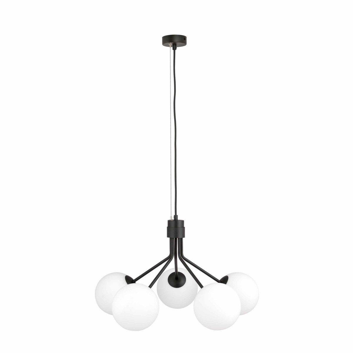 biała LAMPA WISZĄCA NOVA 5 BLACK/OPAL