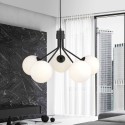 biała LAMPA WISZĄCA NOVA 5 BLACK/OPAL