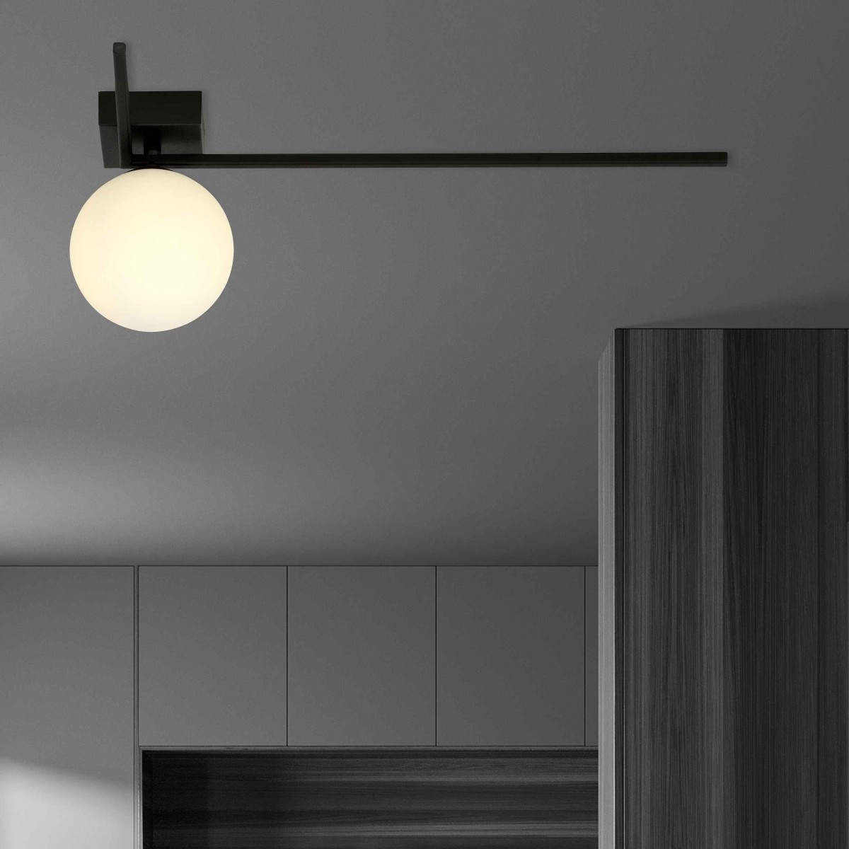 biała LAMPA SUFITOWA  IMAGO 1F BLACK/OPAL