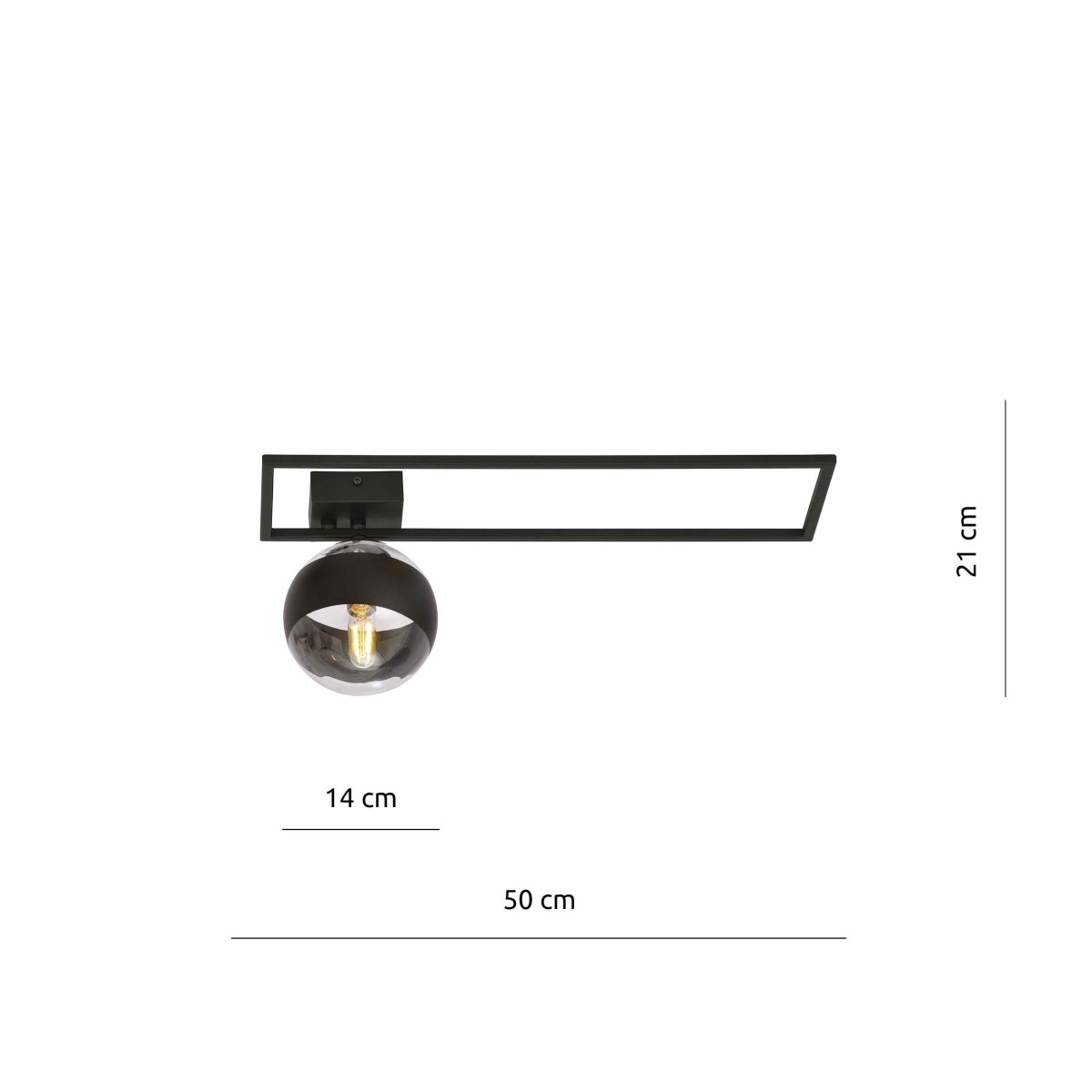 transparenta z czarnym paskiem LAMPA SUFITOWA  IMAGO 1B BLACK/STRIPE