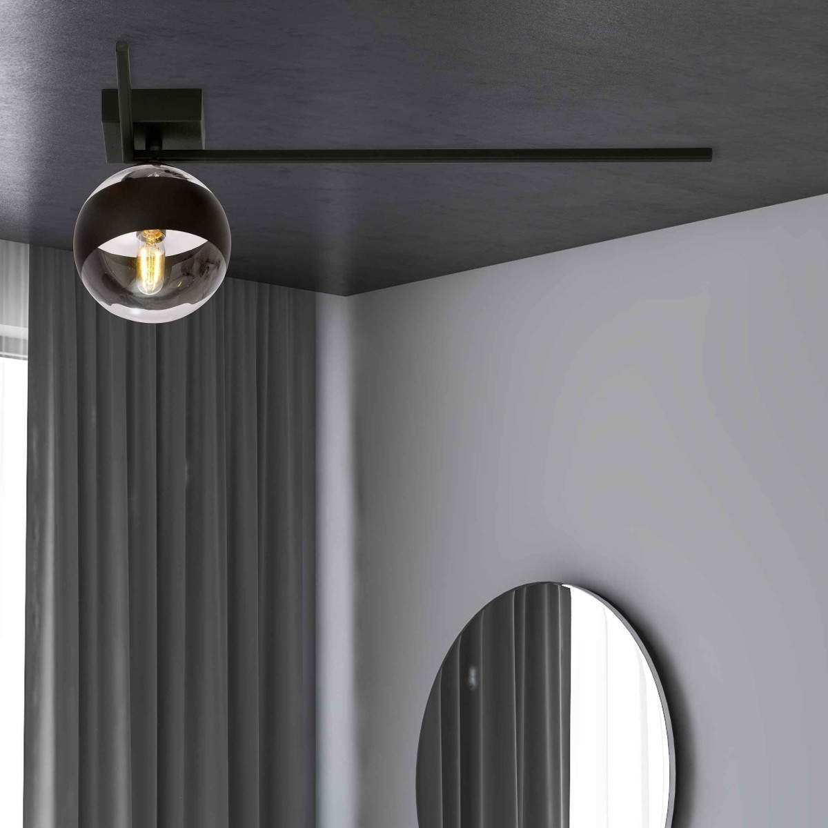 transparenta z czarnym paskiem LAMPA SUFITOWA  IMAGO 1F BLACK/STRIPE