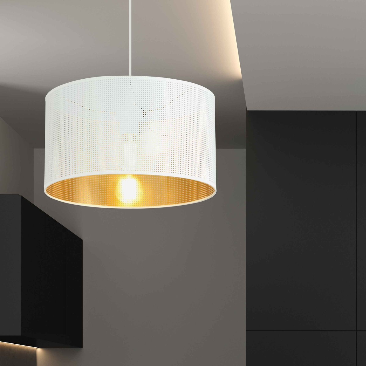 biało - złota LAMPA WISZĄCA ASTON 1 WHITE/GOLD