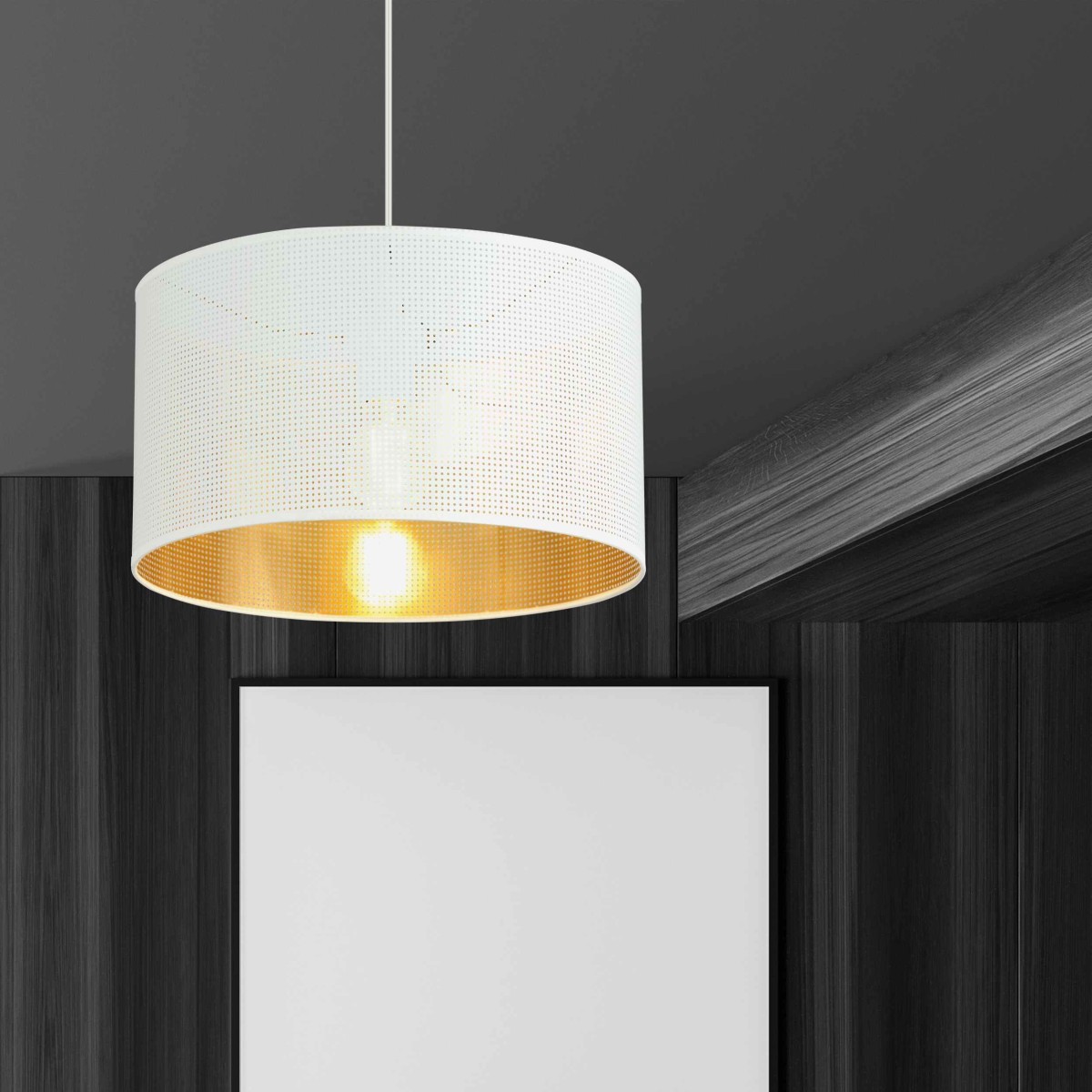 biało - złota LAMPA WISZĄCA ASTON 1 WHITE/GOLD