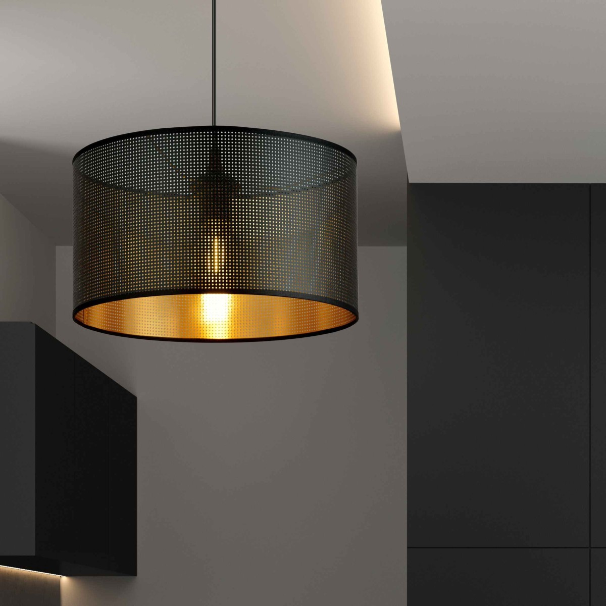 czarno - złota LAMPA WISZĄCA ASTON 1 BLACK/GOLD