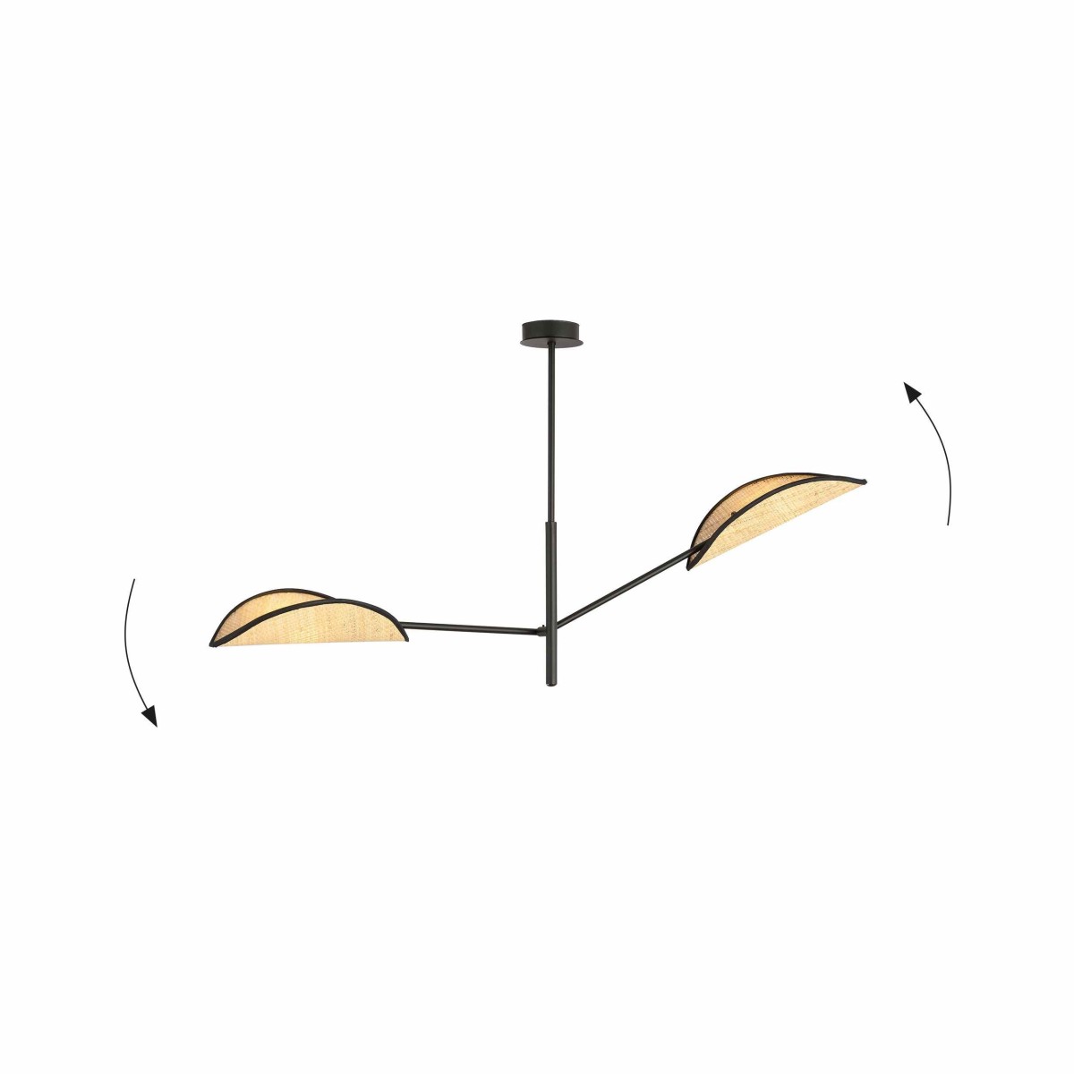 rattanowa LAMPA SUFITOWA  VENE 2 BLACK/RATTAN