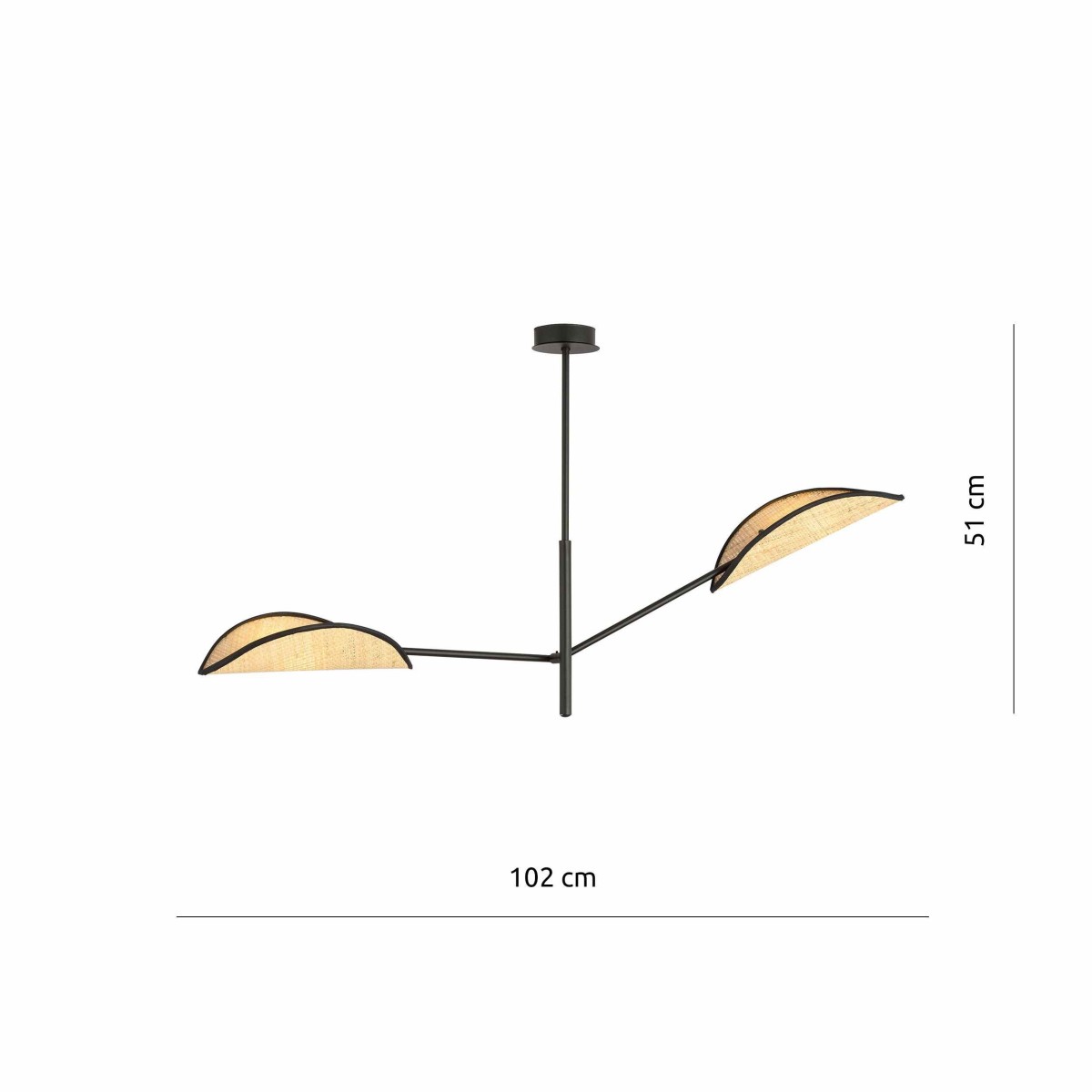 rattanowa LAMPA SUFITOWA  VENE 2 BLACK/RATTAN