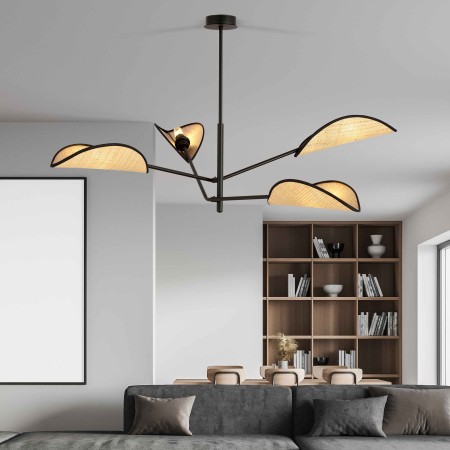 rattanowa LAMPA SUFITOWA  VENE 4 BLACK/RATTAN