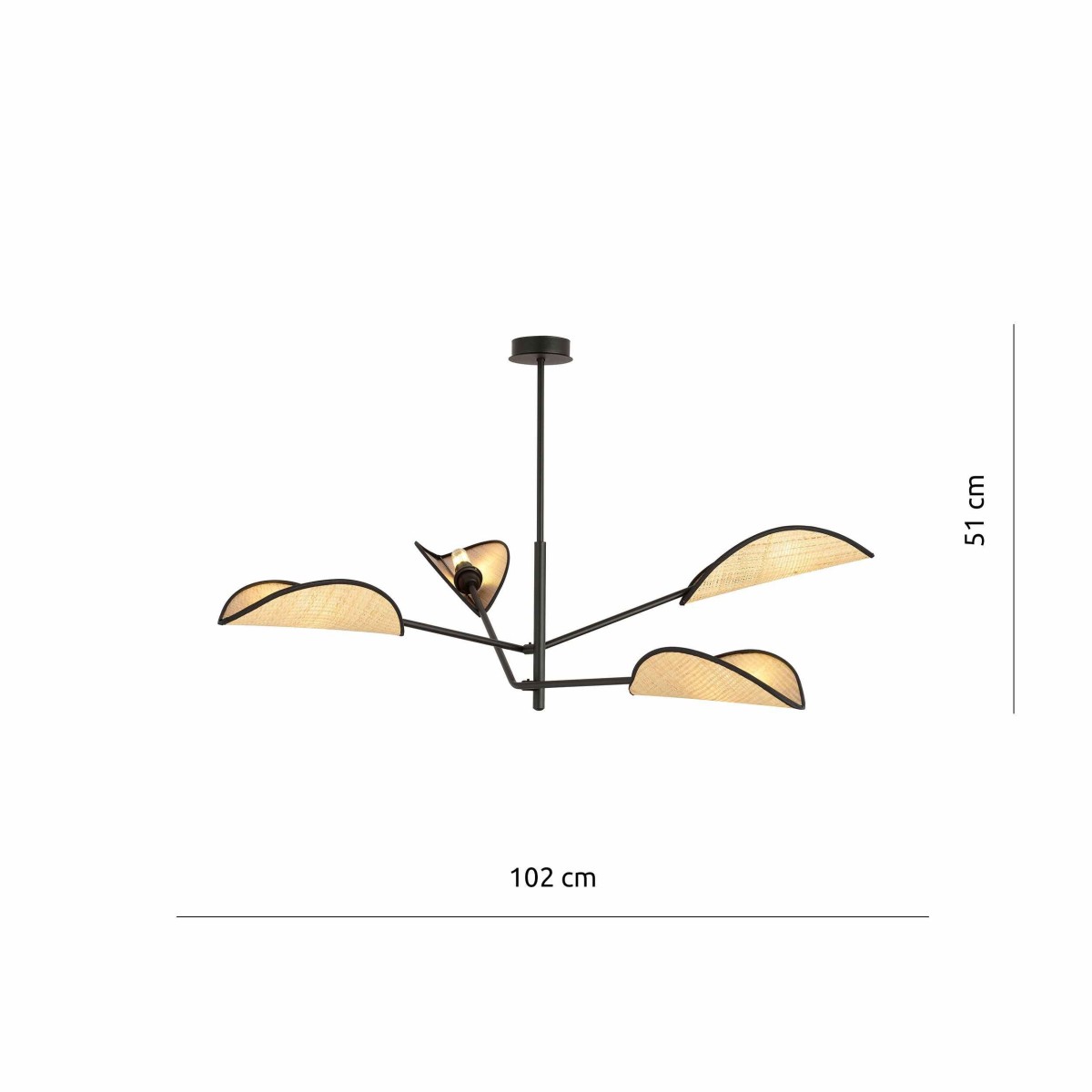 rattanowa LAMPA SUFITOWA  VENE 4 BLACK/RATTAN