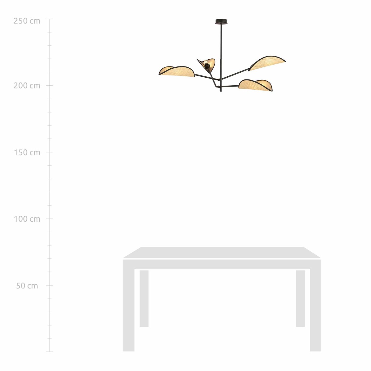 rattanowa LAMPA SUFITOWA  VENE 4 BLACK/RATTAN