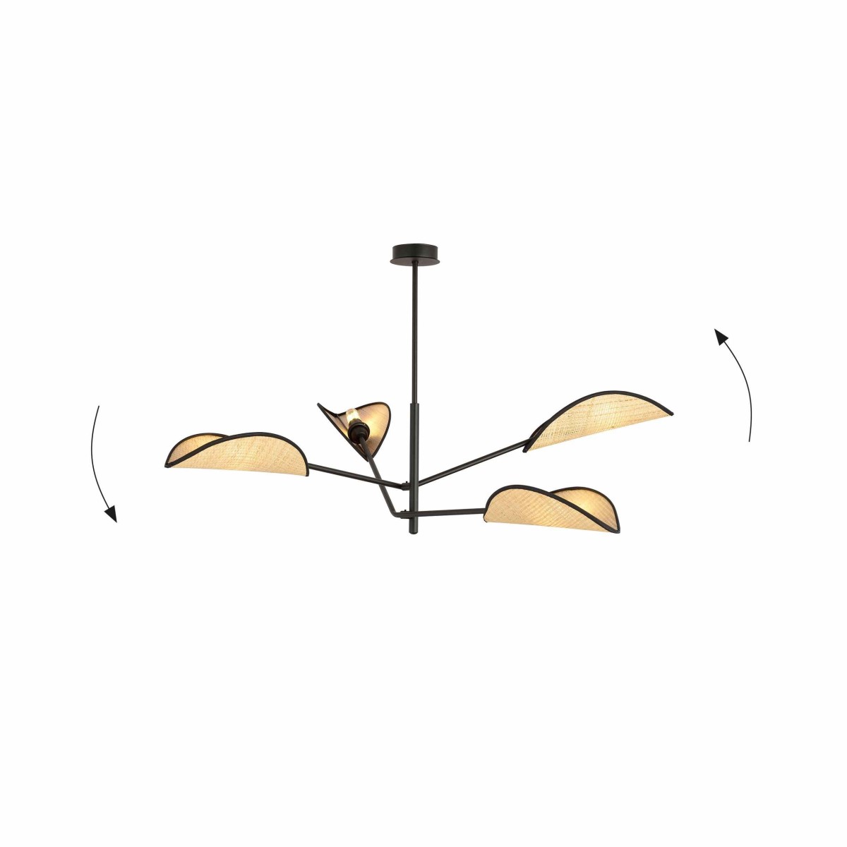 rattanowa LAMPA SUFITOWA  VENE 4 BLACK/RATTAN