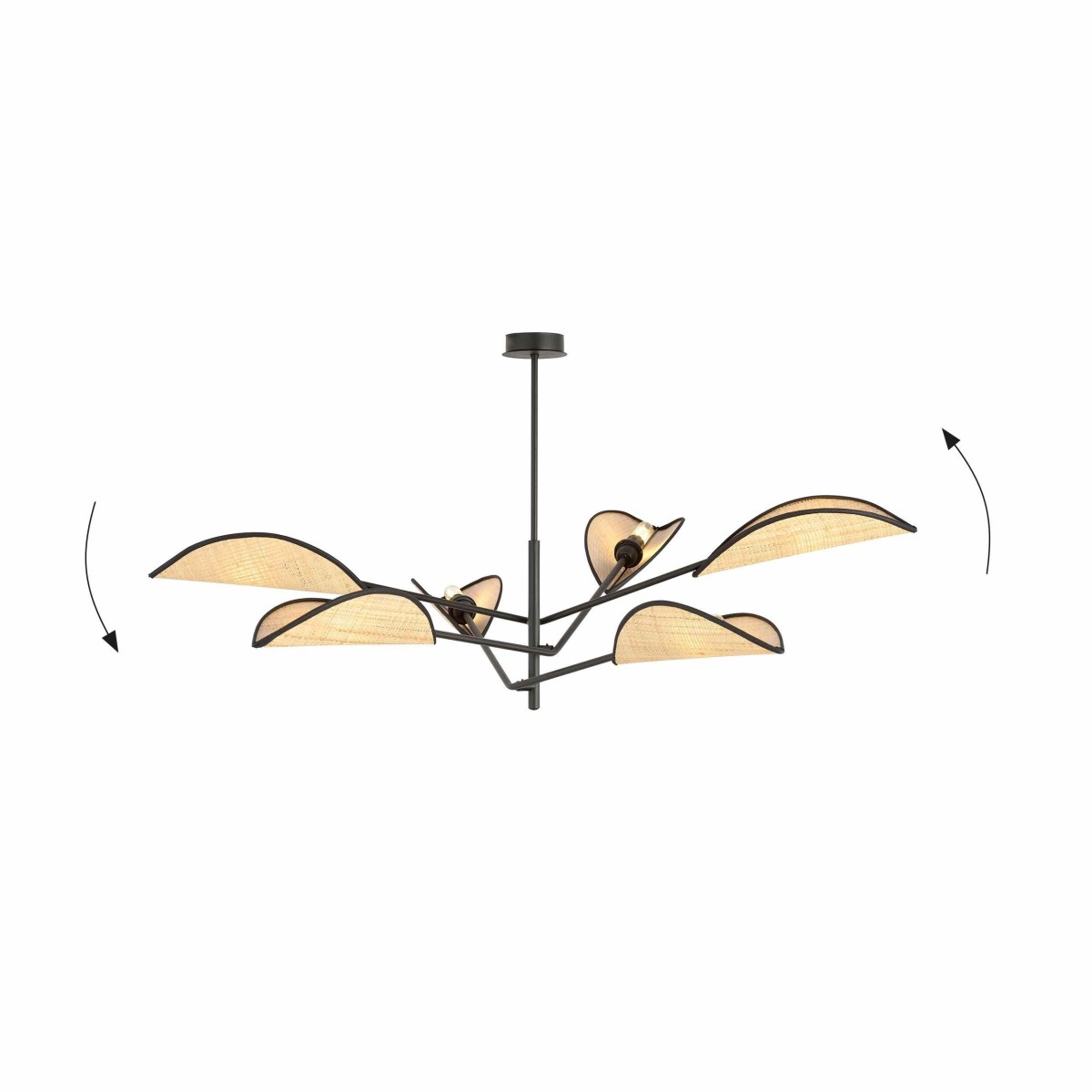 rattanowa LAMPA SUFITOWA  VENE 6 BLACK/RATTAN